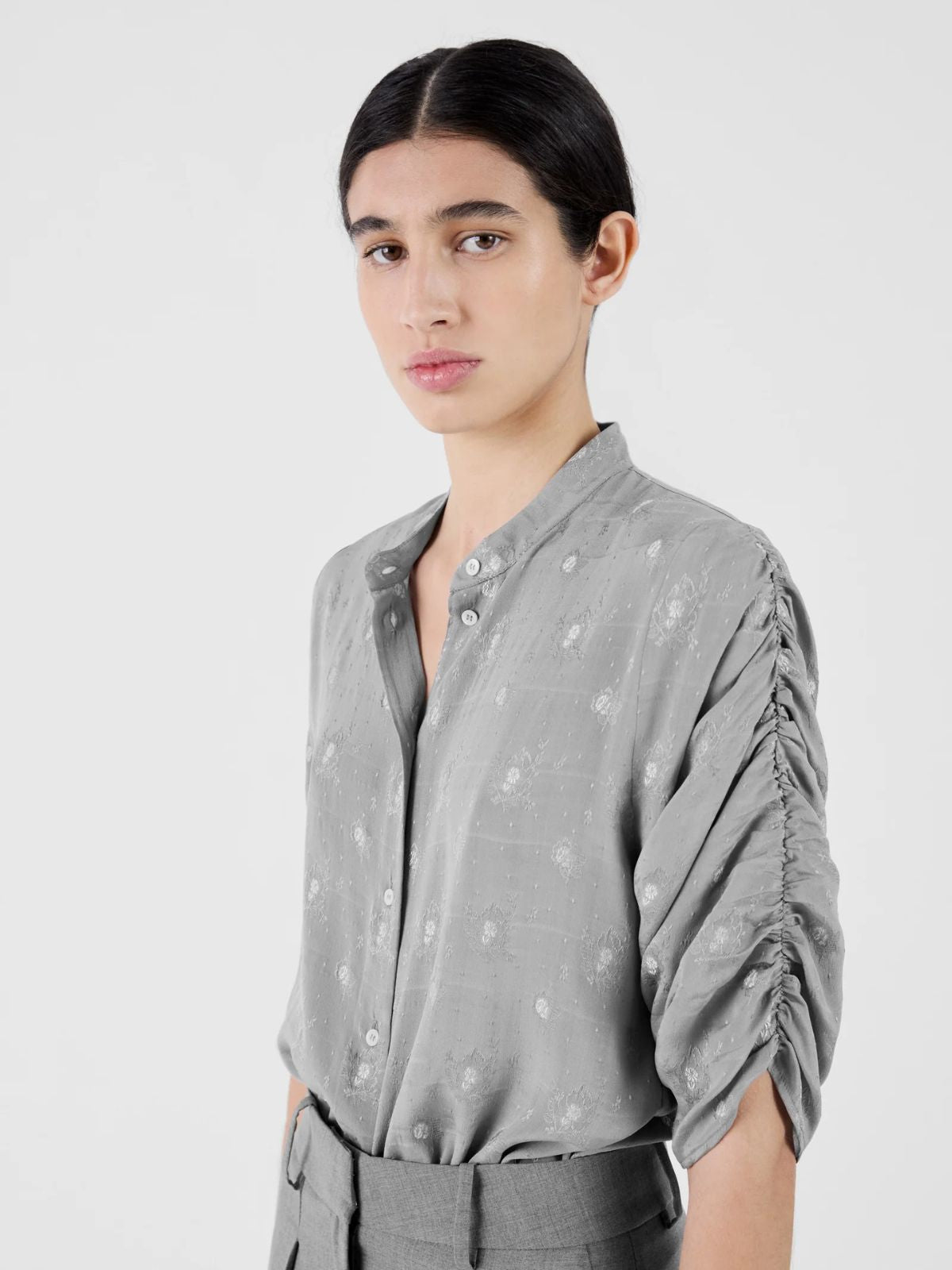 Carla Print Shirt - Silver