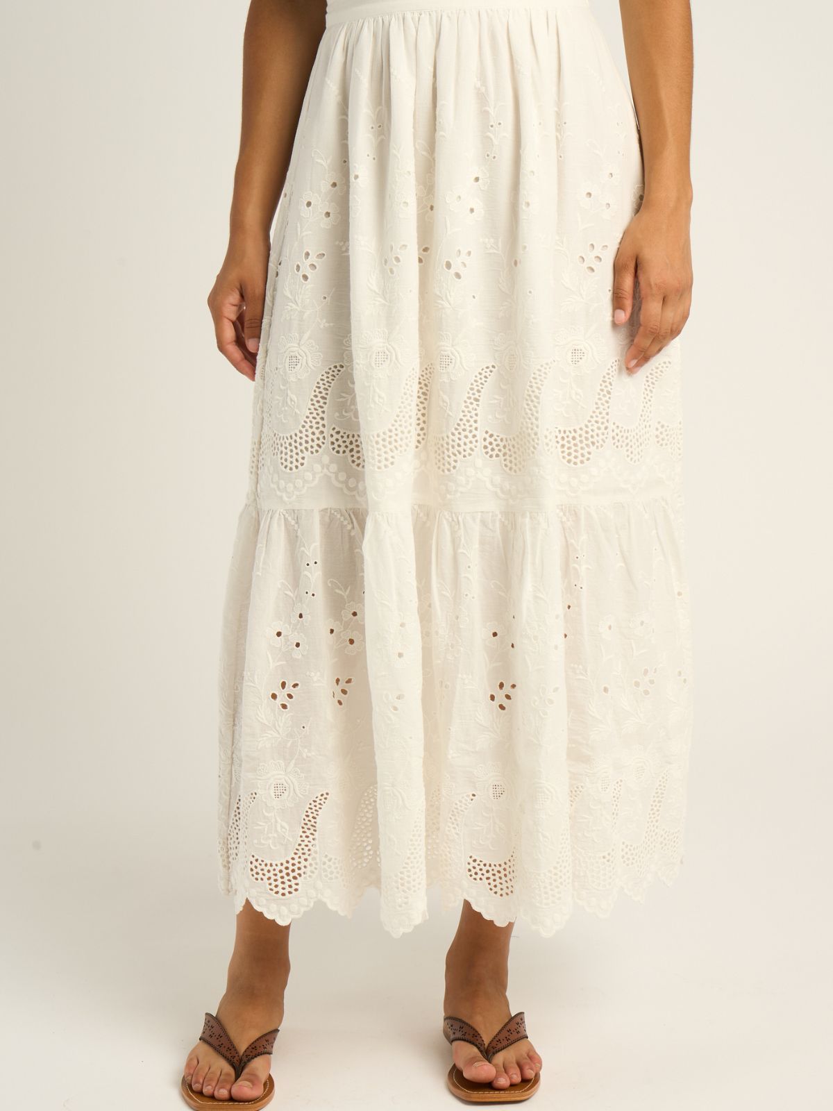 Clemence Emroidered Skirt - Ecru