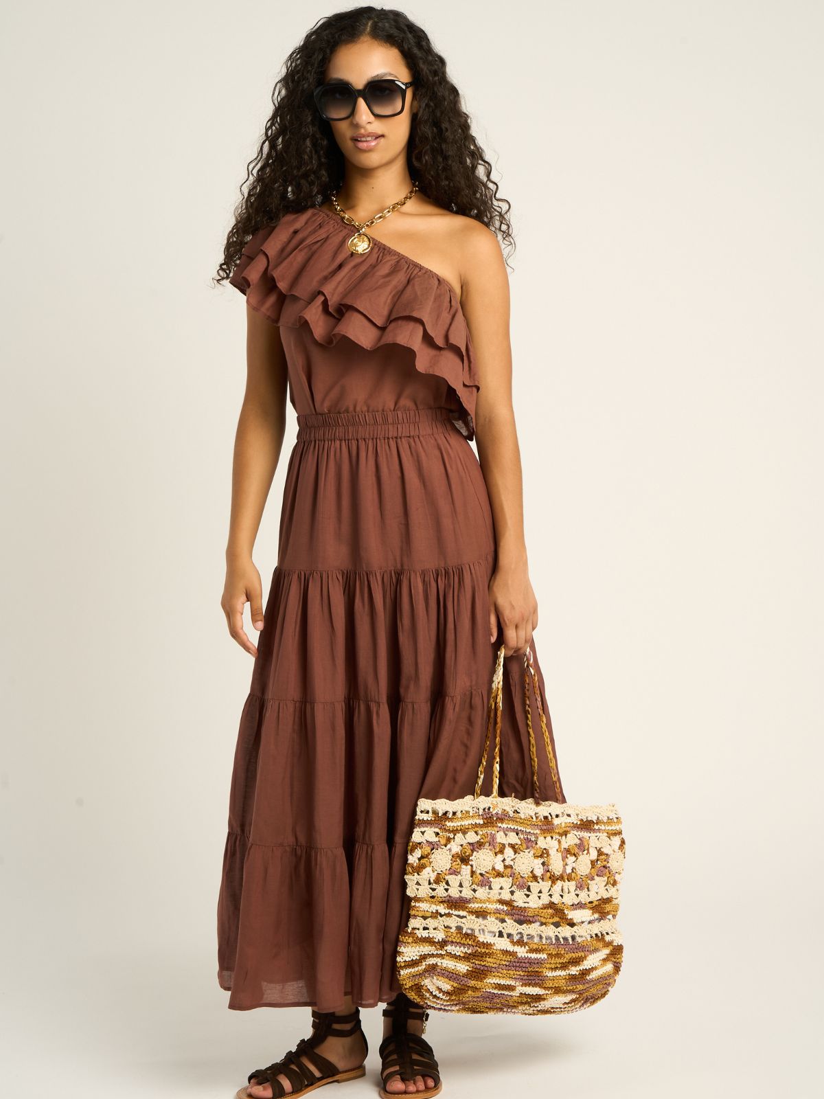 Jill Tiered Skirt - Brown