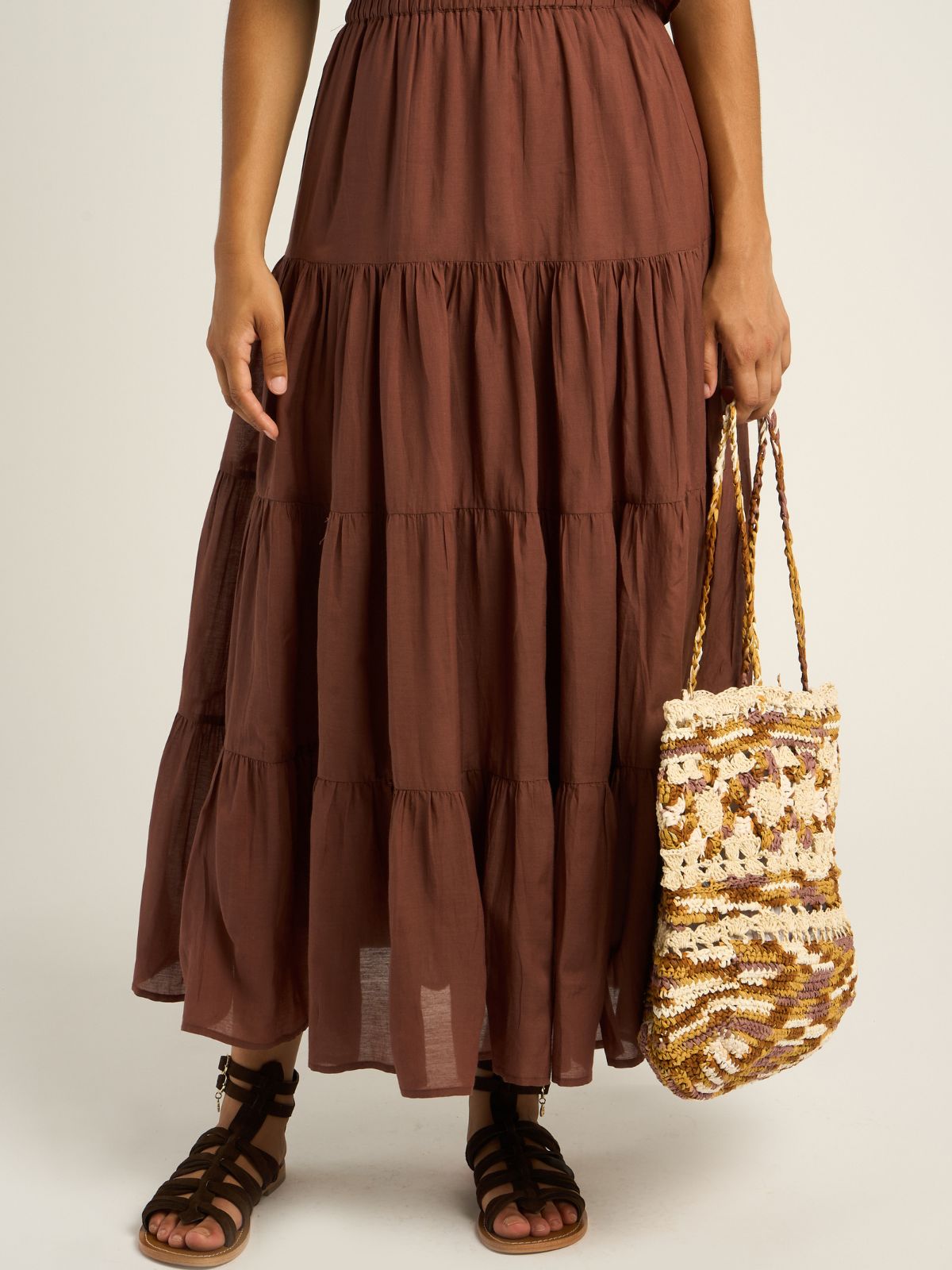 Jill Tiered Skirt - Brown