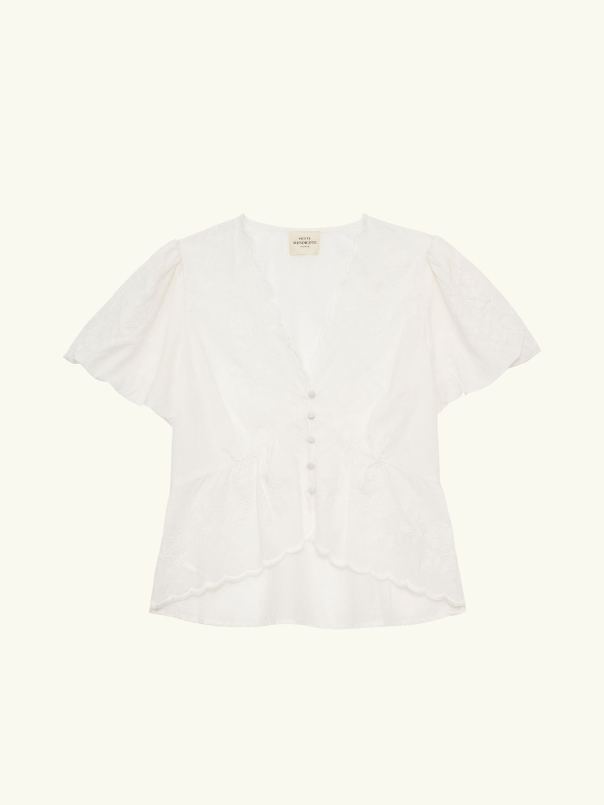 Iris Fashion - PETITE MENDIGOTE - Trouville Embroidered Top - Ecru