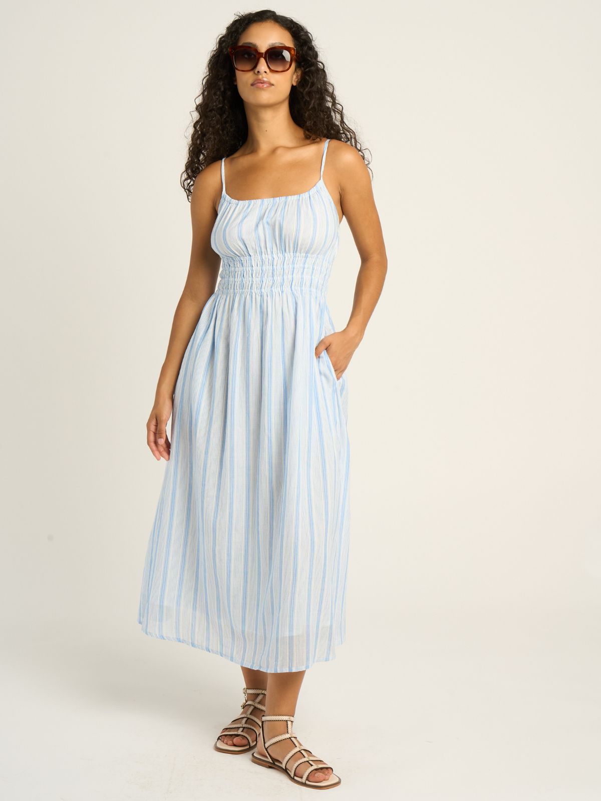 Iris Fashion - PETITE MENDIGOTE - Vivi Stripe Dress - Light Blue
