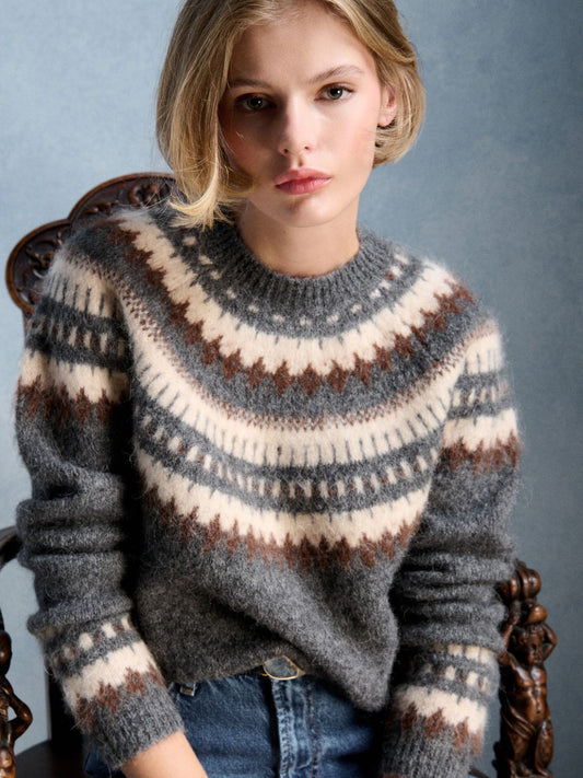Madisson Jaquard Jumper - Grey