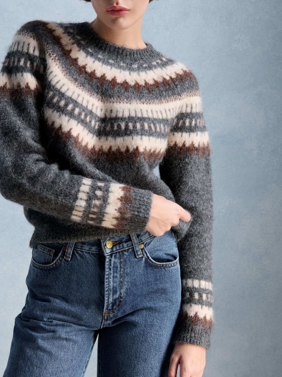 Madisson Jaquard Jumper - Grey