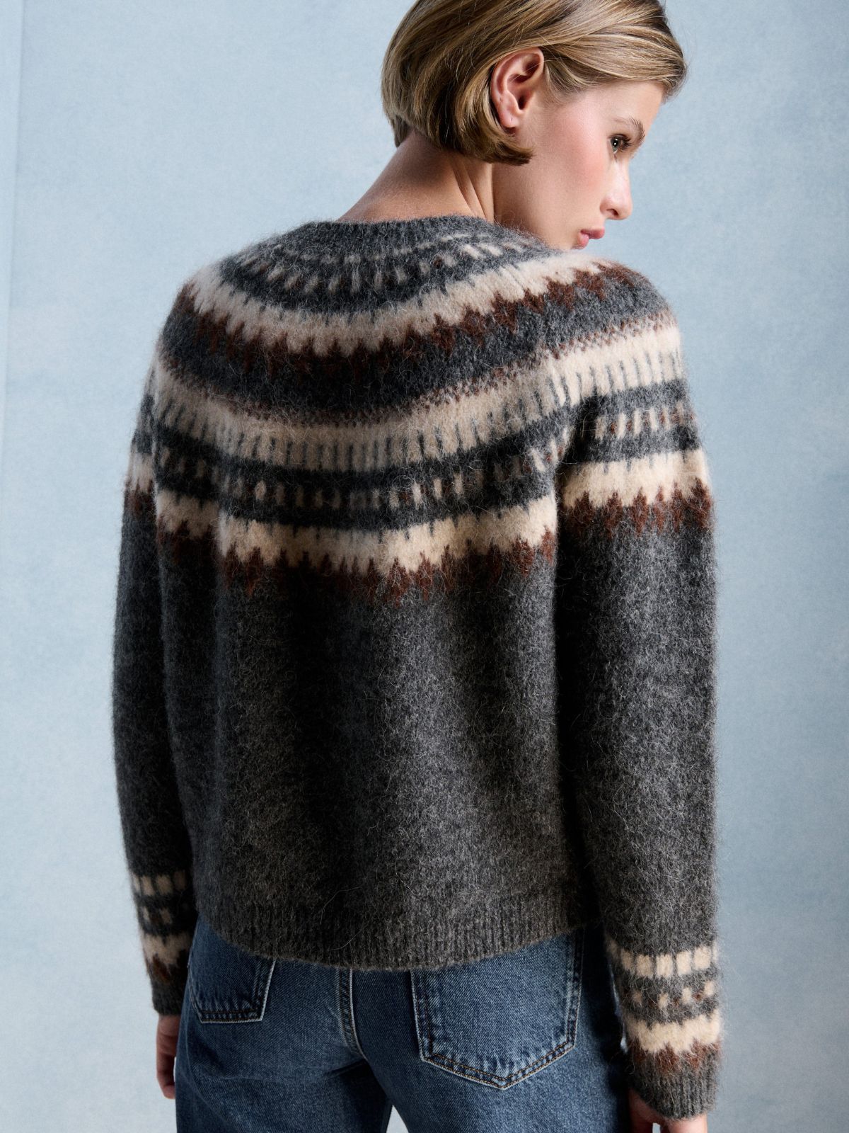 Madisson Jaquard Jumper - Grey