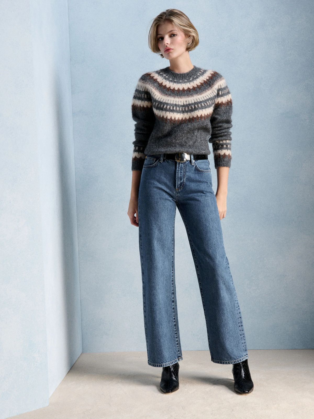 Madisson Jaquard Jumper - Grey