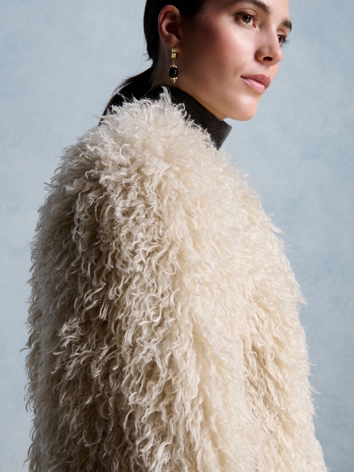 Oscar Faux Fur Jacket - Ecru