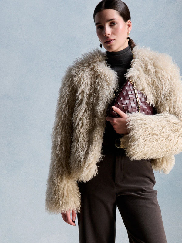 Oscar Faux Fur Jacket - Ecru