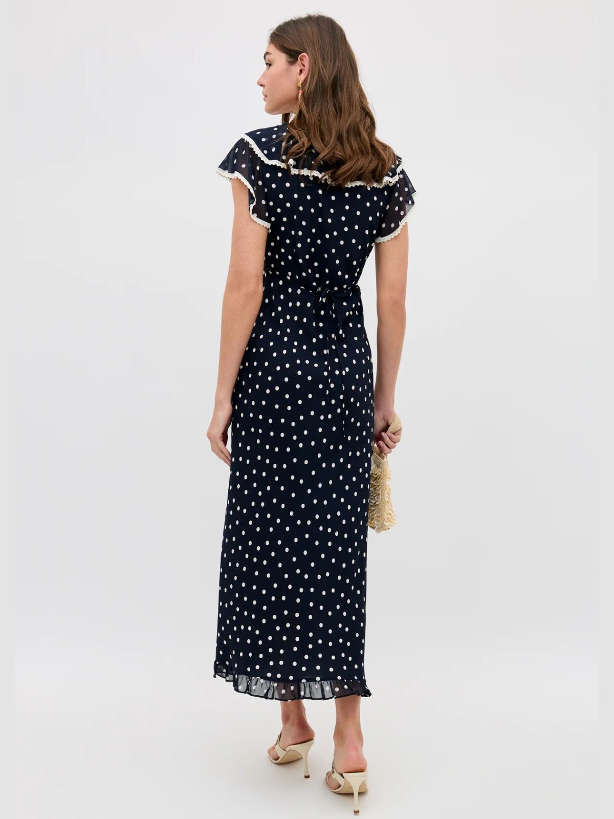 Bethea Layla Dot Midi Dress- Navy