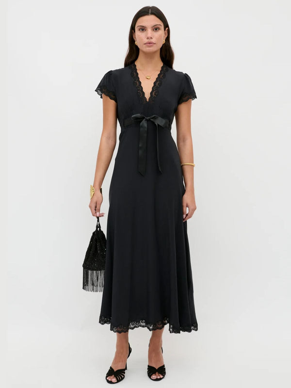 Marlice Silk Lace Dress - Black