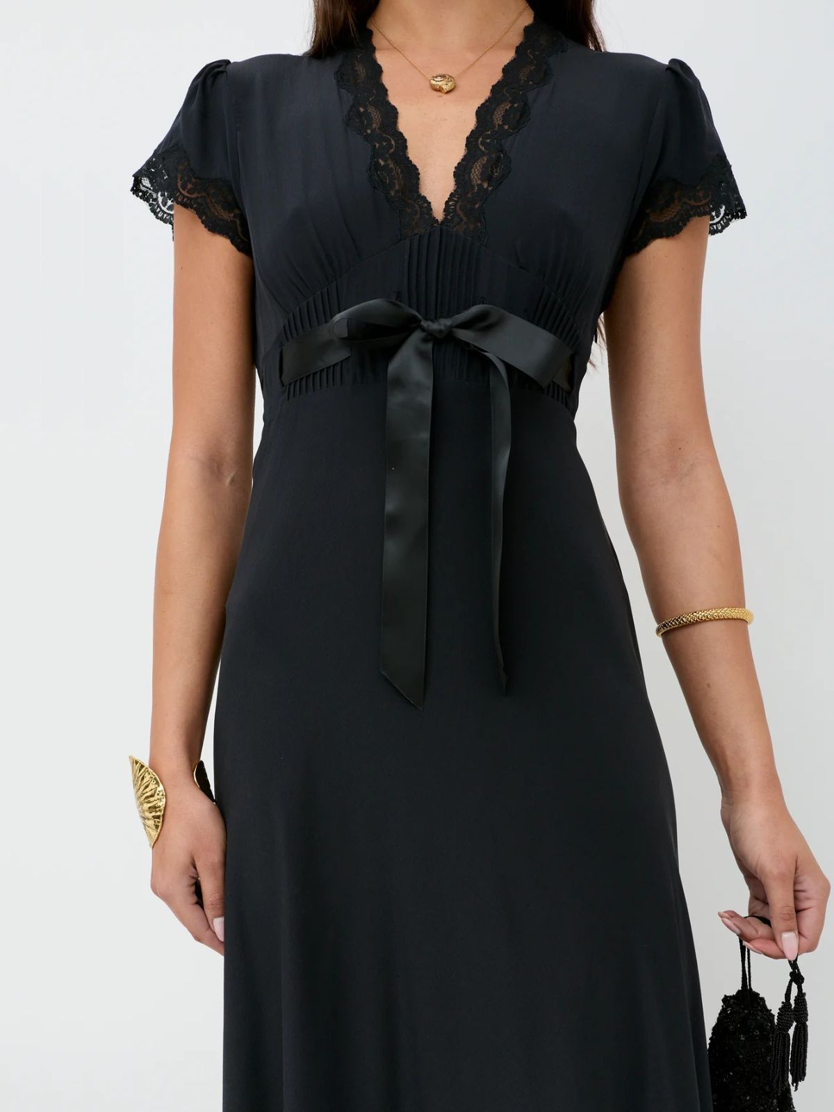 Marlice Silk Lace Dress - Black