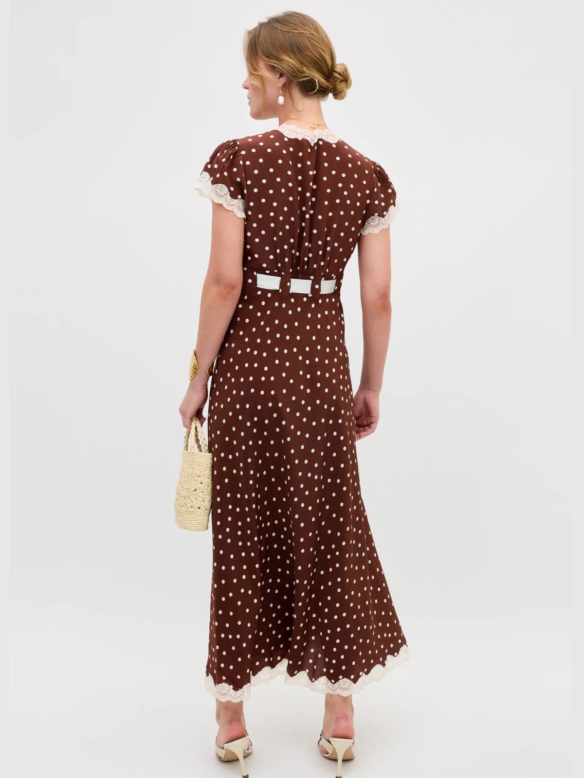 Iris Fashion - RIXO - Marlice Polka Dot Dress - Brown