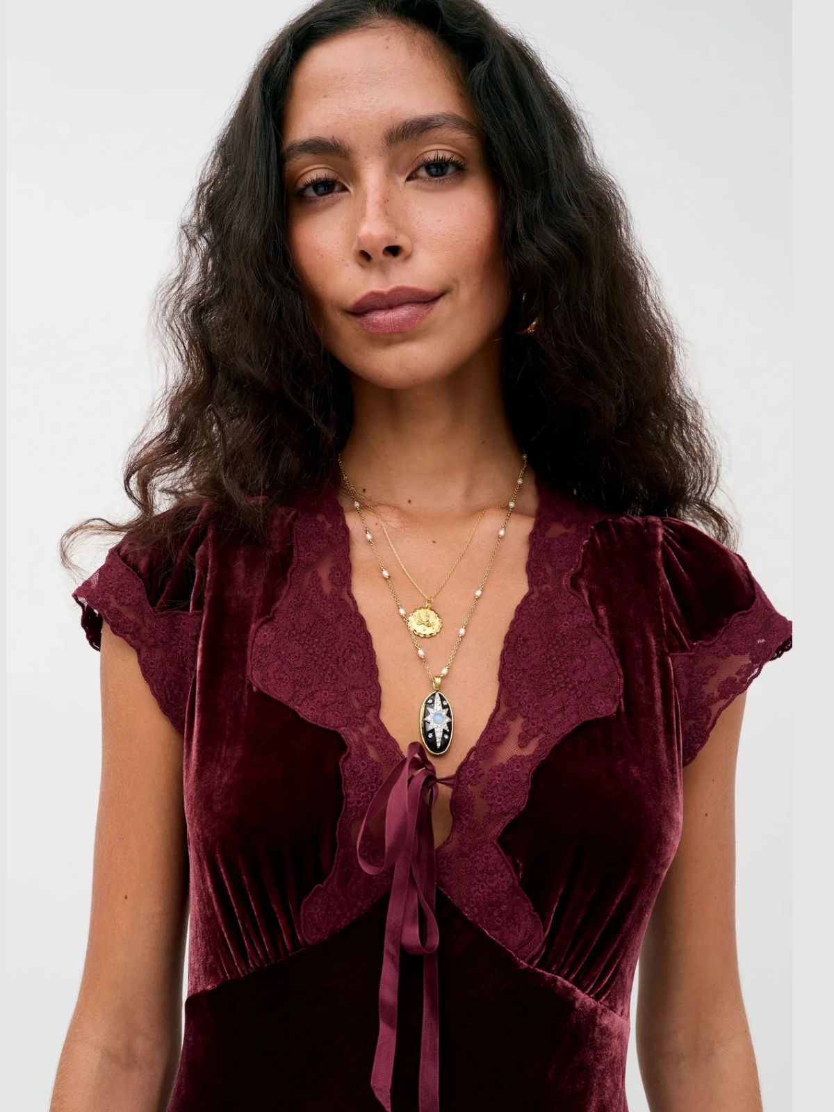 Amari Velvet Dress - Burgundy