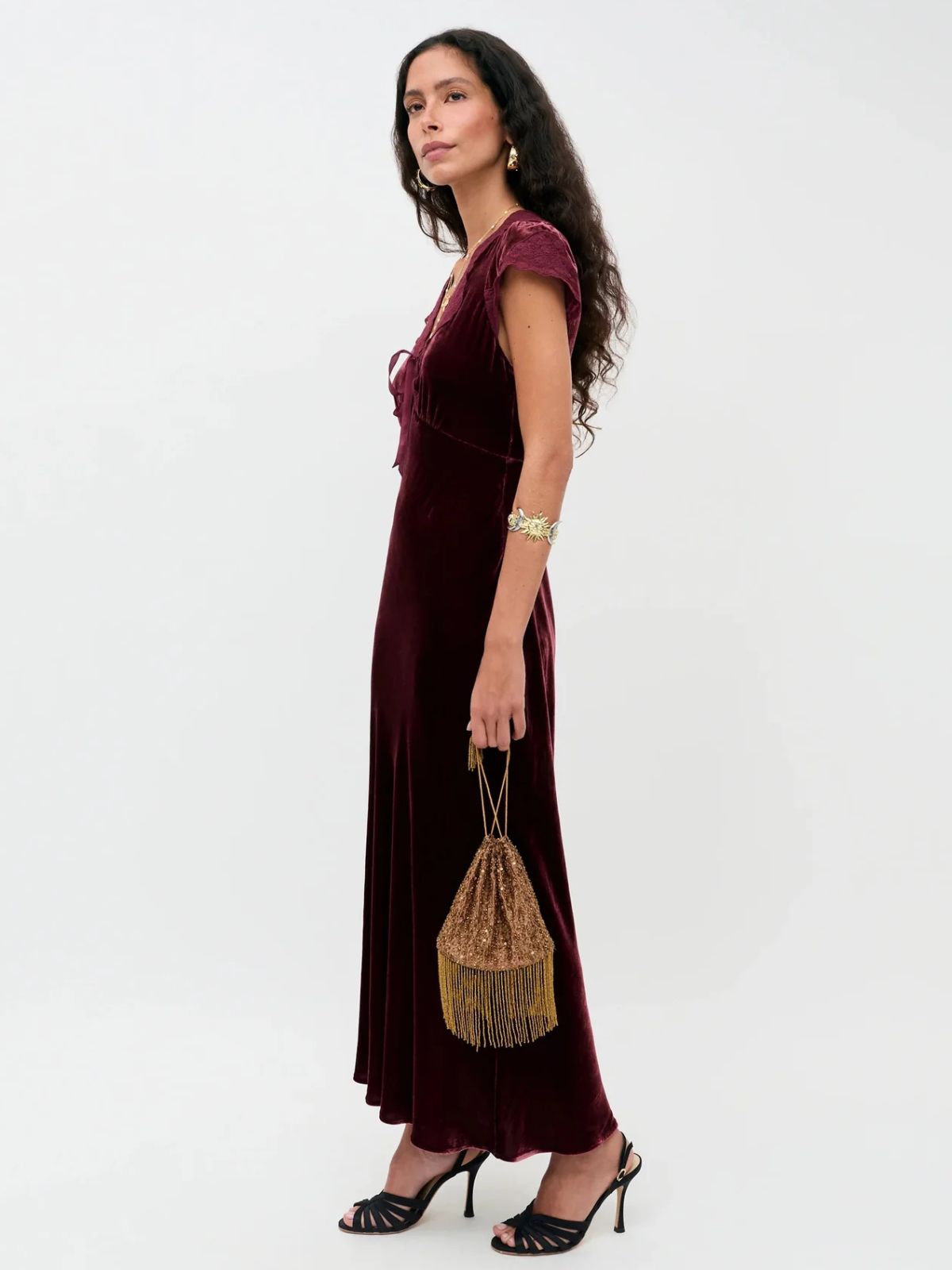 Amari Velvet Dress - Burgundy