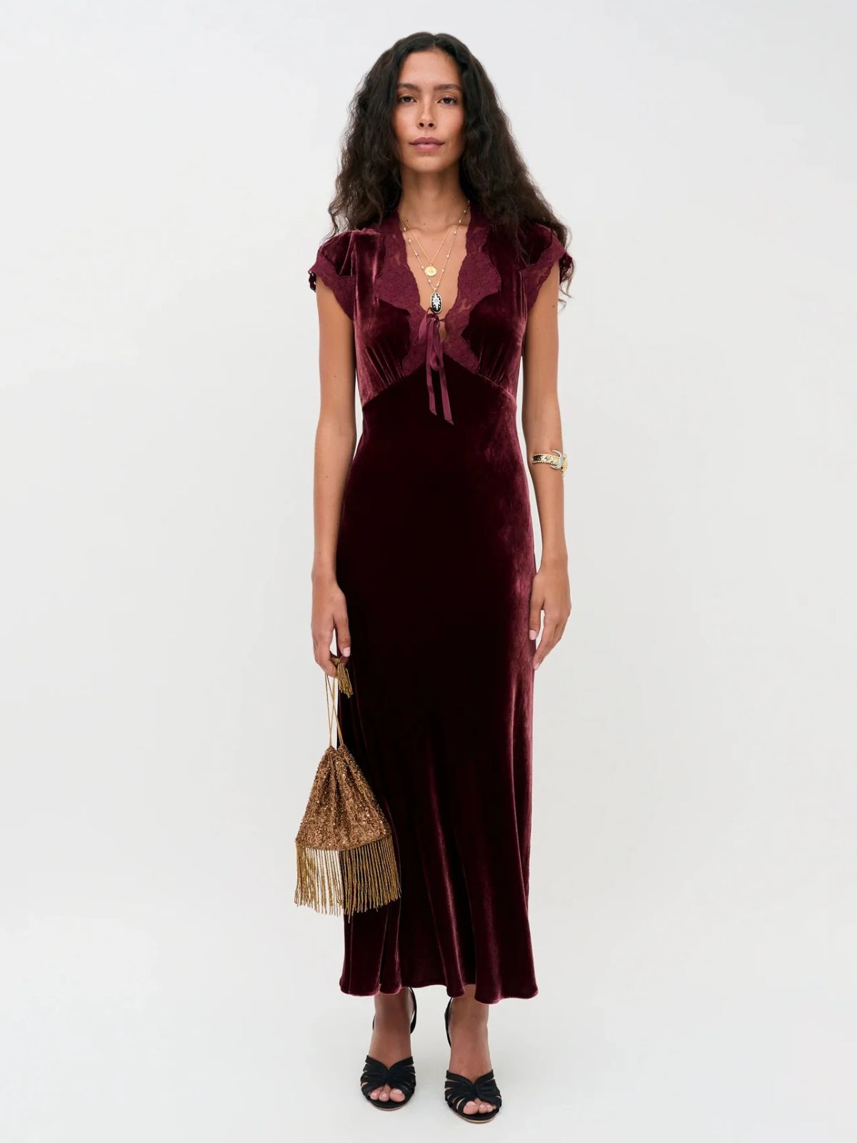 Amari Velvet Dress - Burgundy