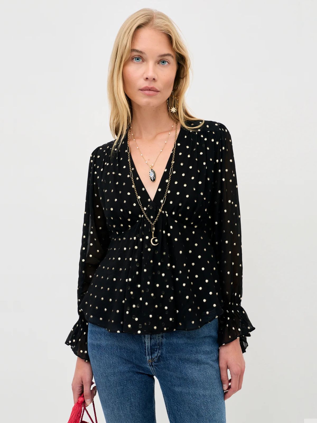 Ethel Gold Spot Top - Black
