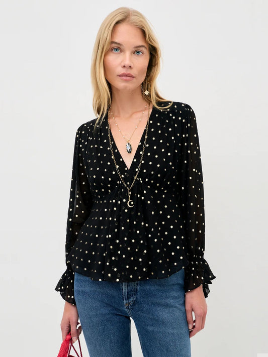 Ethel Gold Spot Top - Black