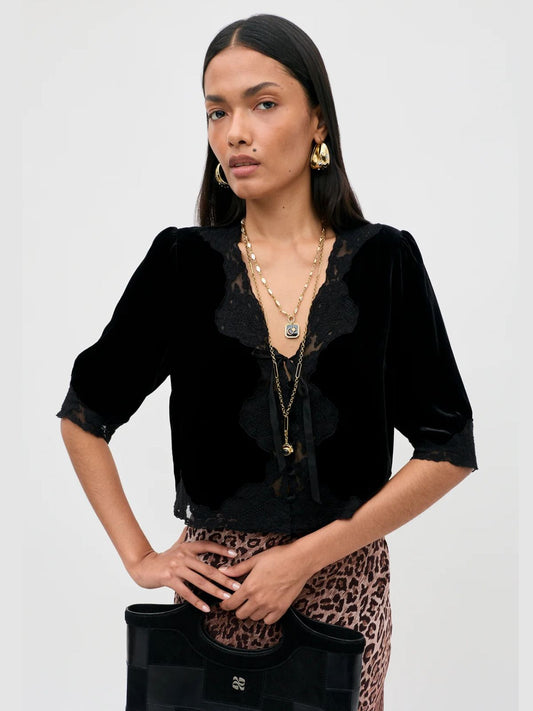 Ursula Velvet Top - Black
