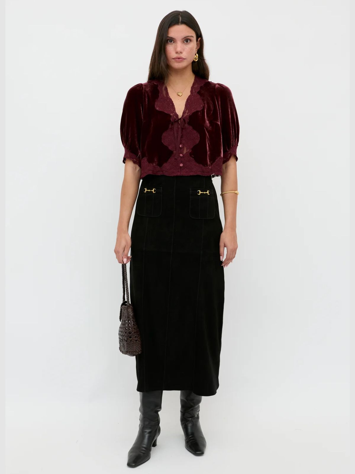 Ursula Velvet Top - Burgundy