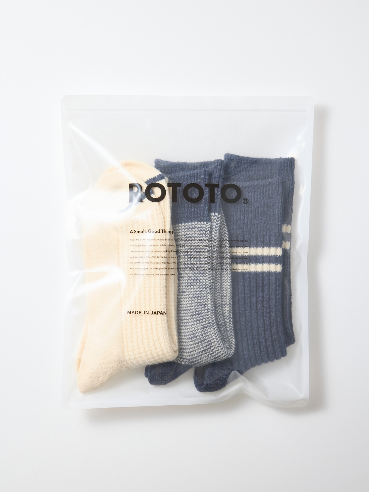 Socks 3 Pack - Navy/Cream