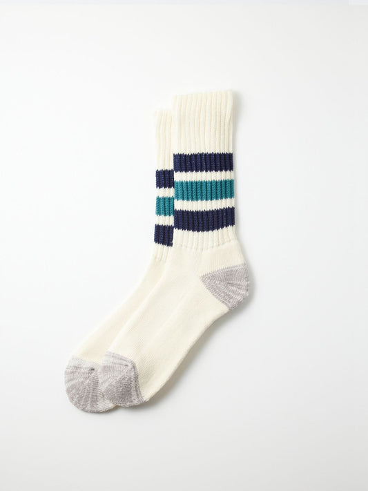 Old School Crew Socks - Navy/Teal