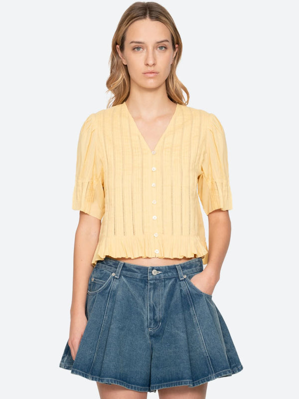 Alberte  Bubble Sleeve Blouse - Yellow
