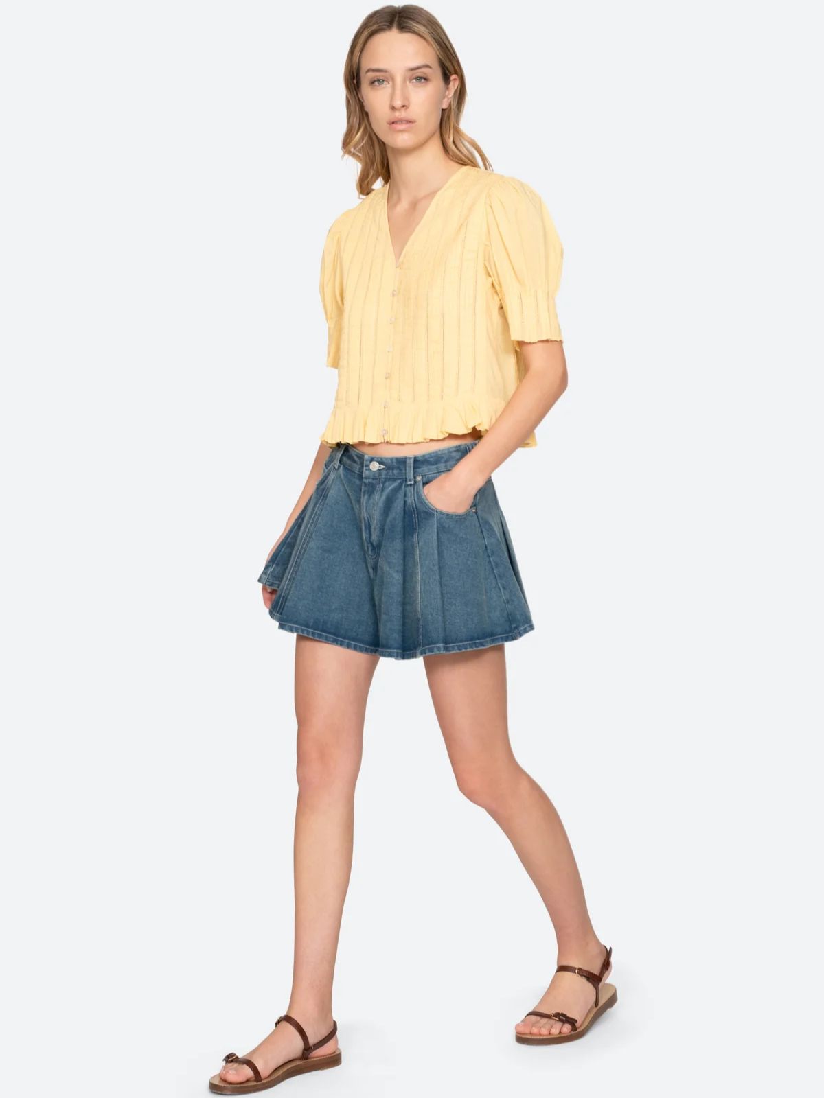 Alberte  Bubble Sleeve Blouse - Yellow