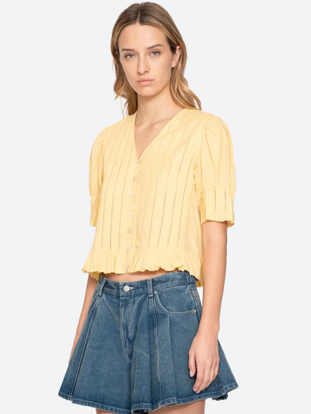 Alberte  Bubble Sleeve Blouse - Yellow