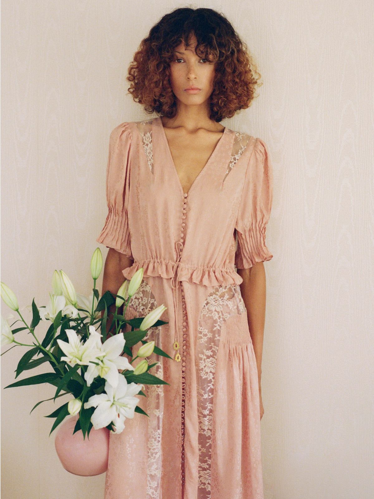 Ethel  Puff Sleeve Dress - Rose