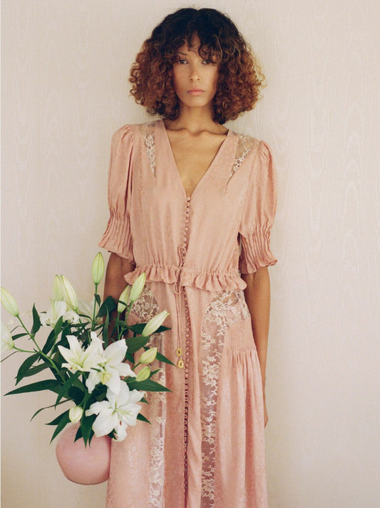 Ethel  Puff Sleeve Dress - Rose