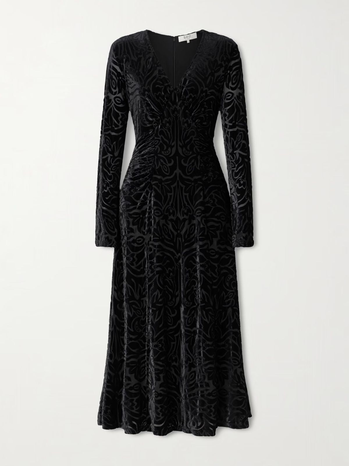 Julie Burnout Velvet Dress - Black