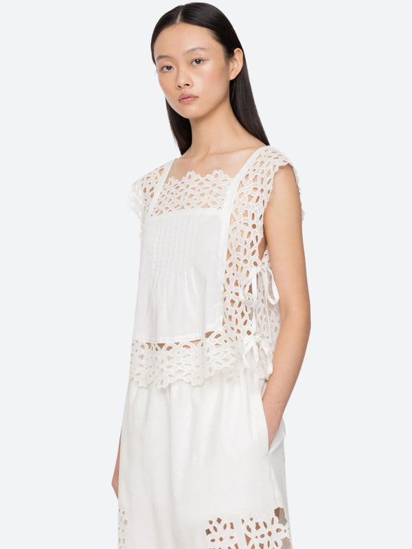 Leila  Eyelet  Top - White