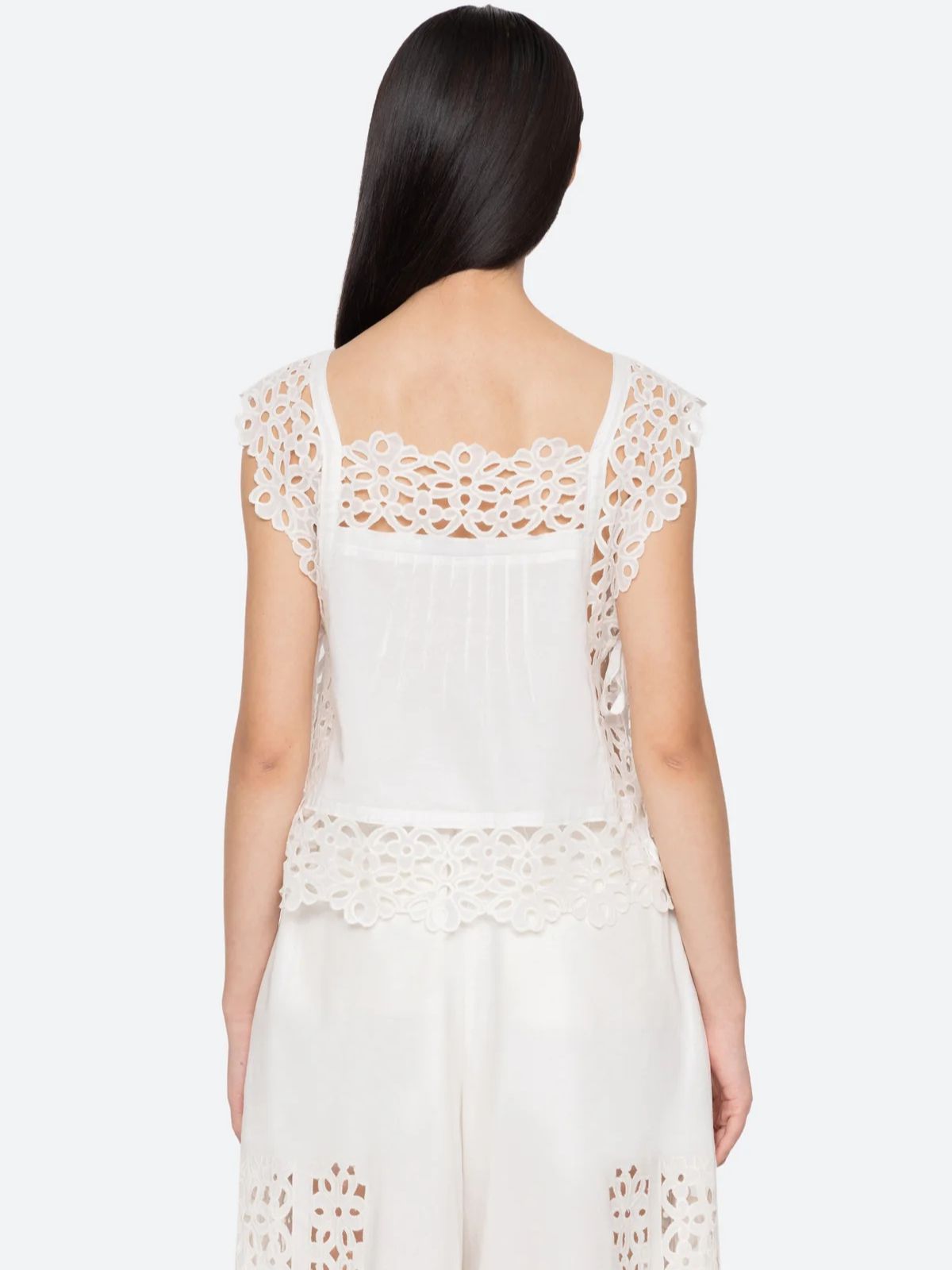 Leila  Eyelet  Top - White