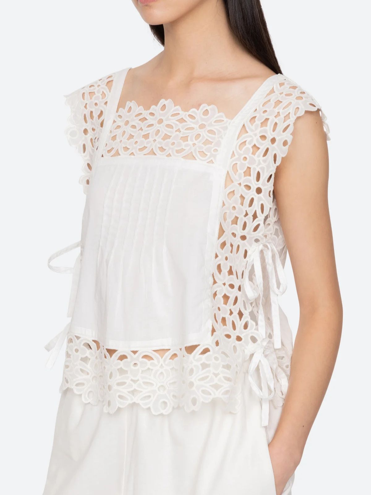 Leila  Eyelet  Top - White
