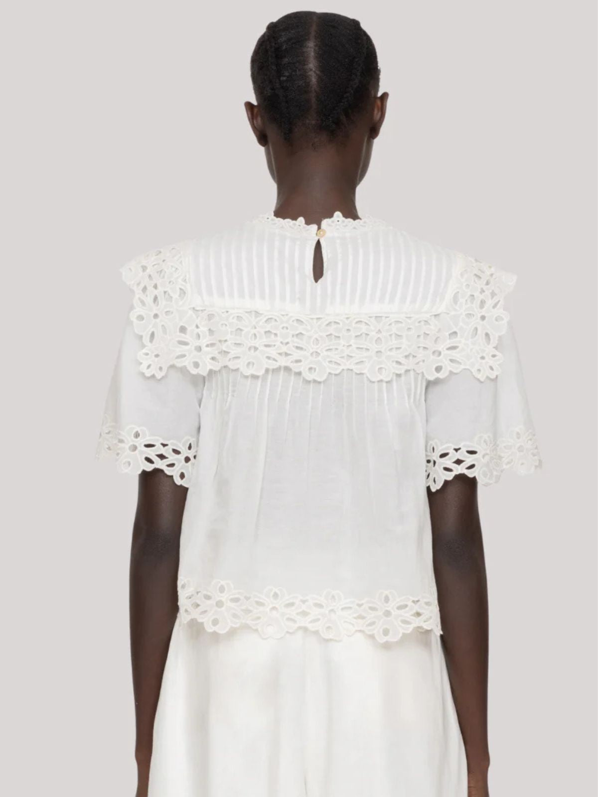 Leila  Eyelet  Top - White