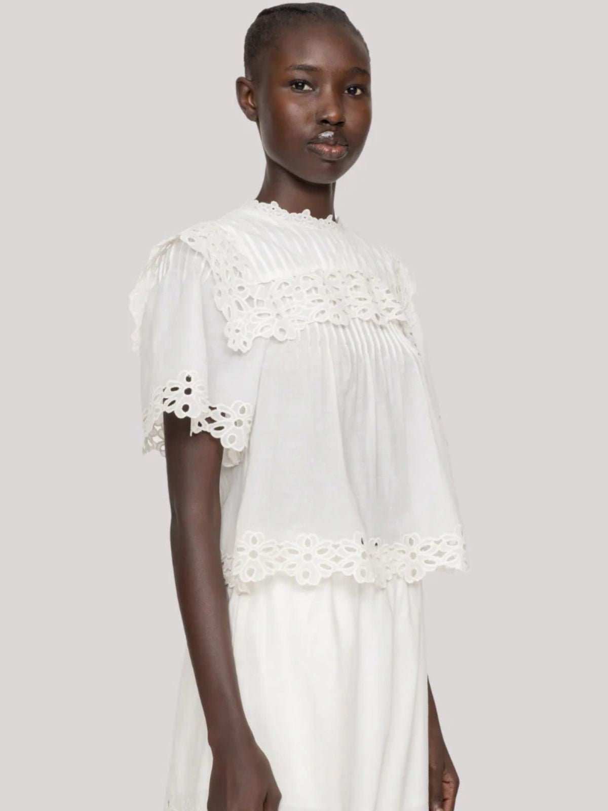 Leila  Eyelet  Top - White