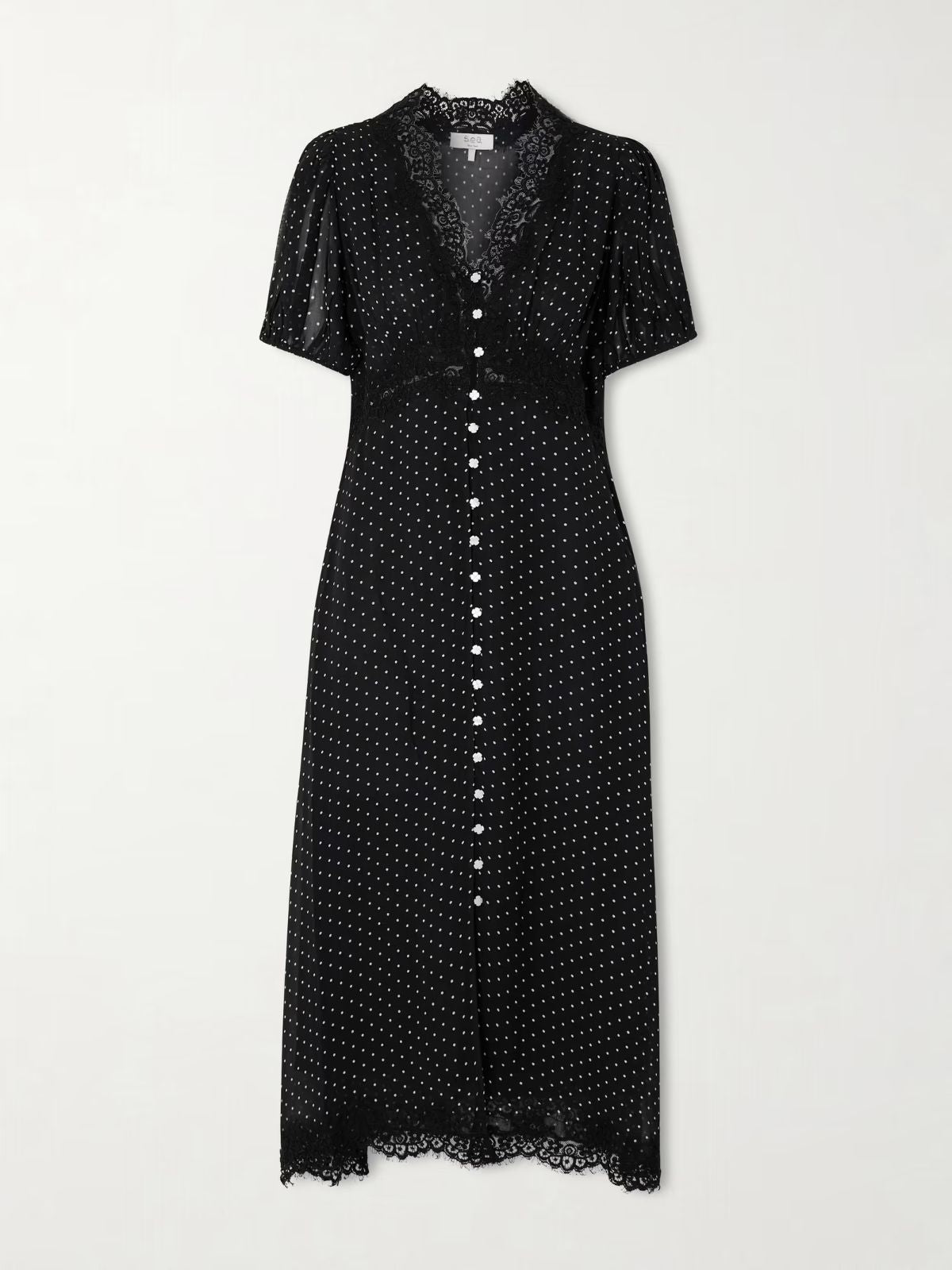 Melody Polka Dot Puff Sleeve Dress - Black