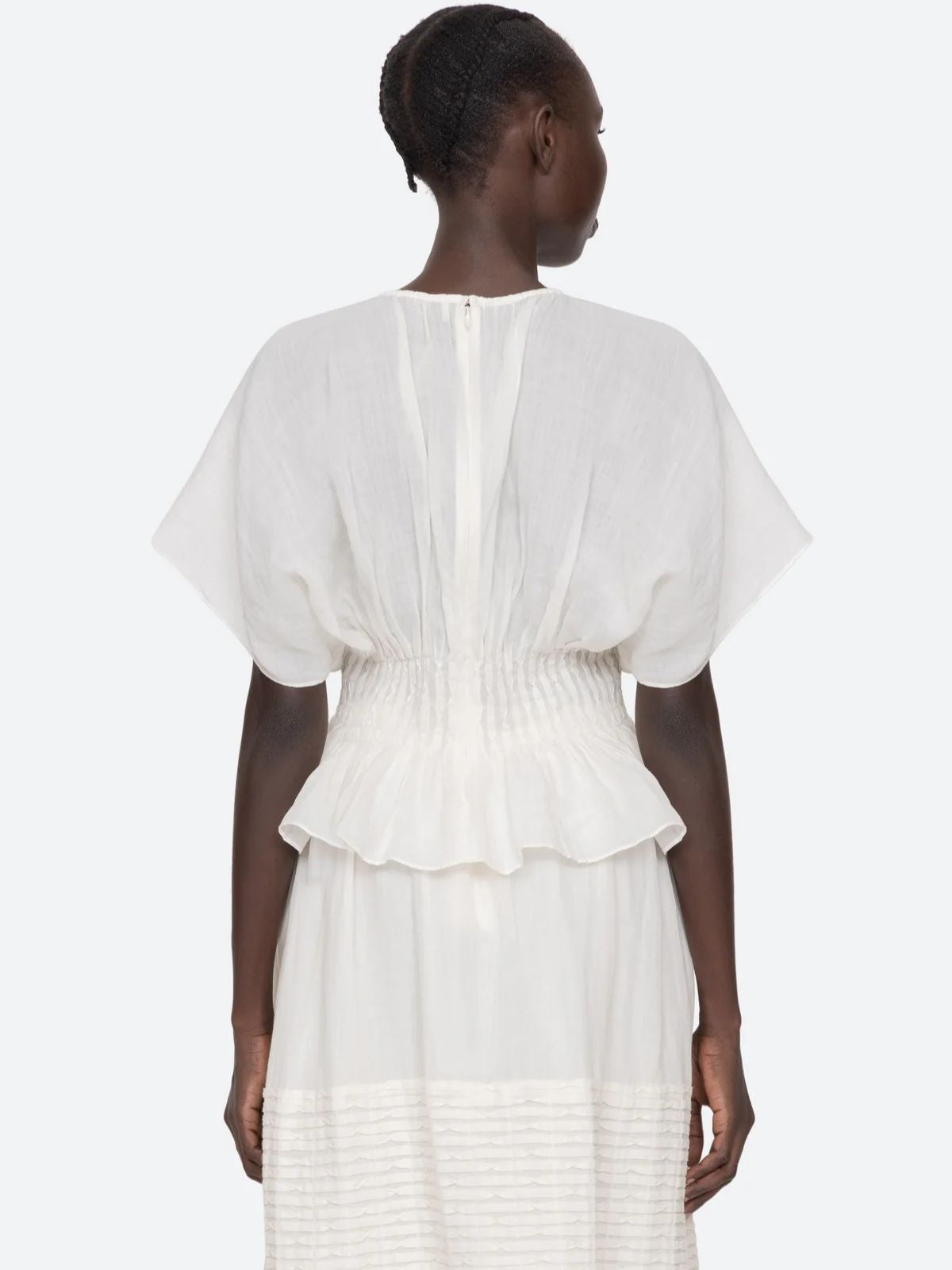 Violet  Peplum Top - White