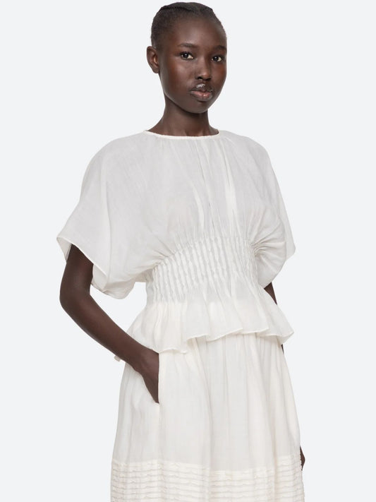 Violet  Peplum Top - White