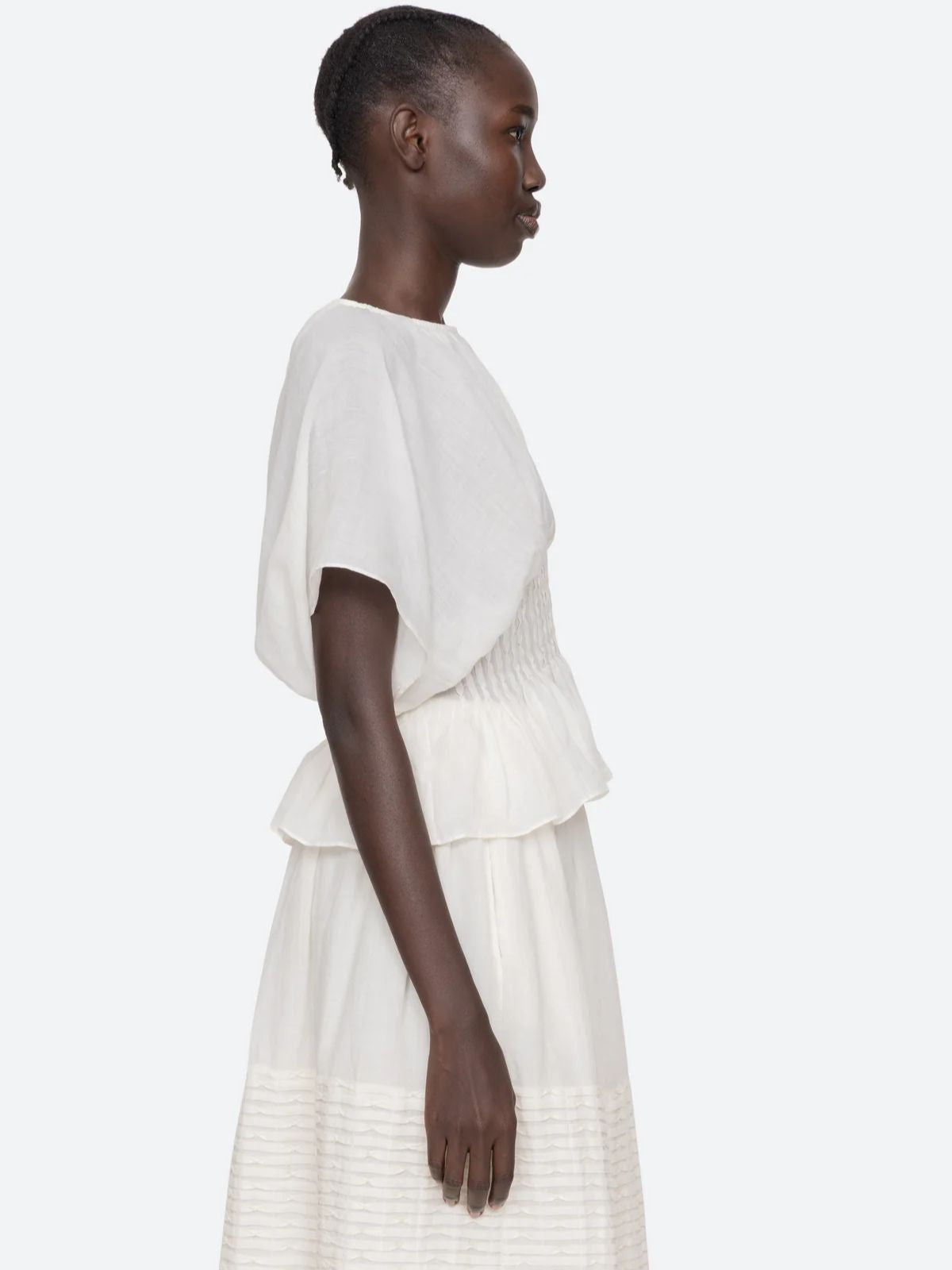 Violet  Peplum Top - White