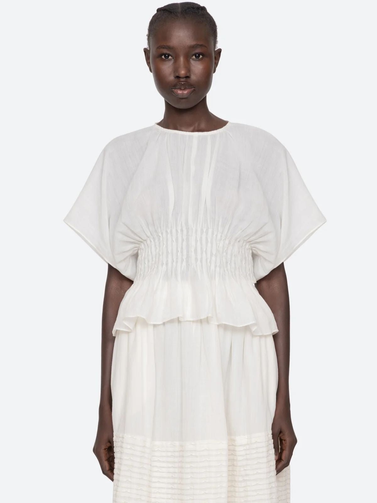 Violet  Peplum Top - White