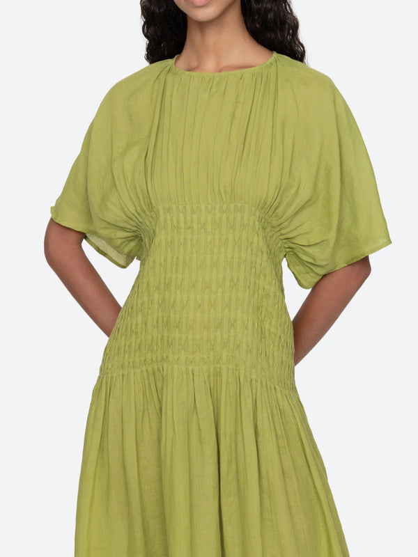 Violet  Pintuck Dress - Green