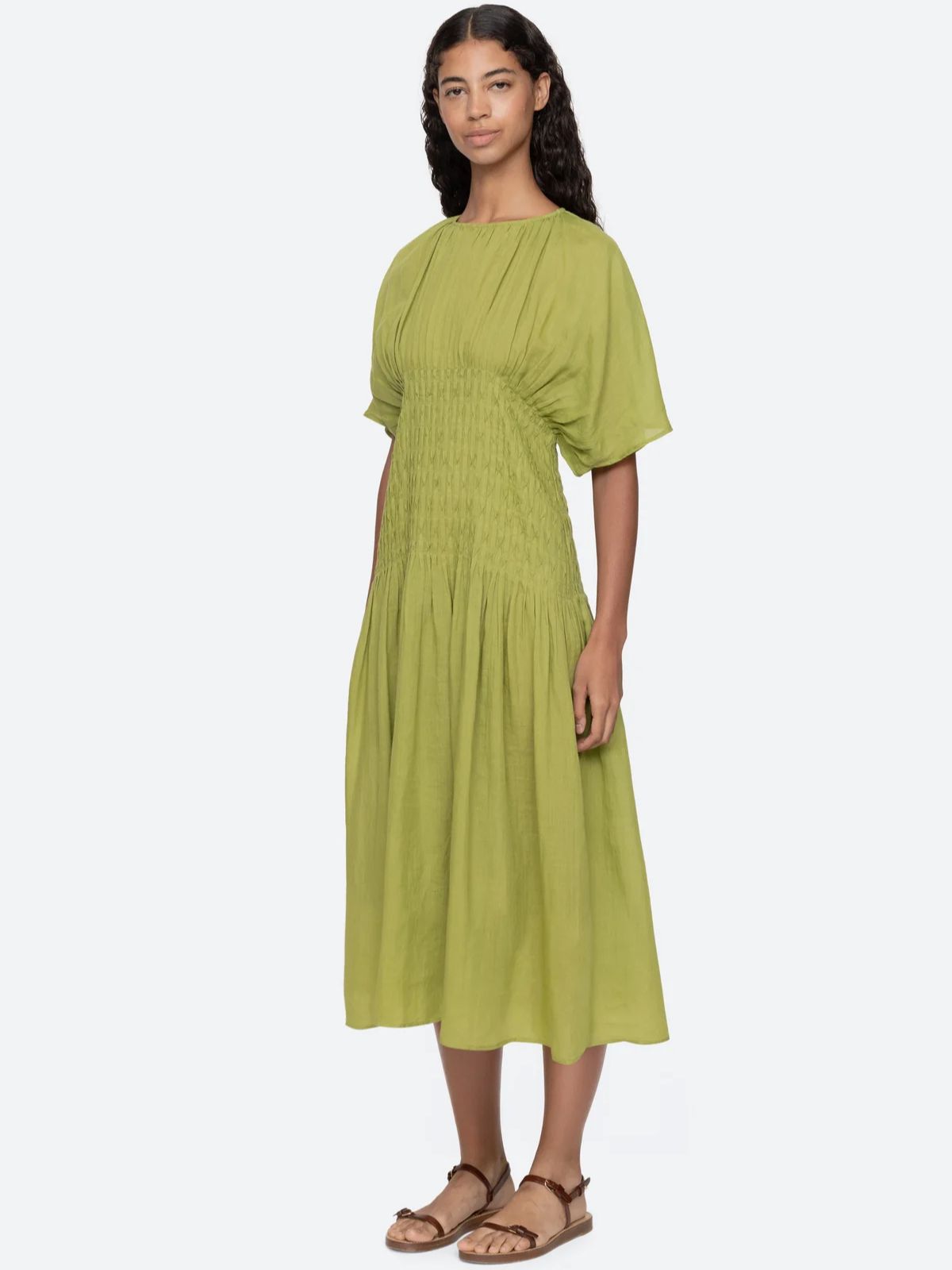 Violet  Pintuck Dress - Green
