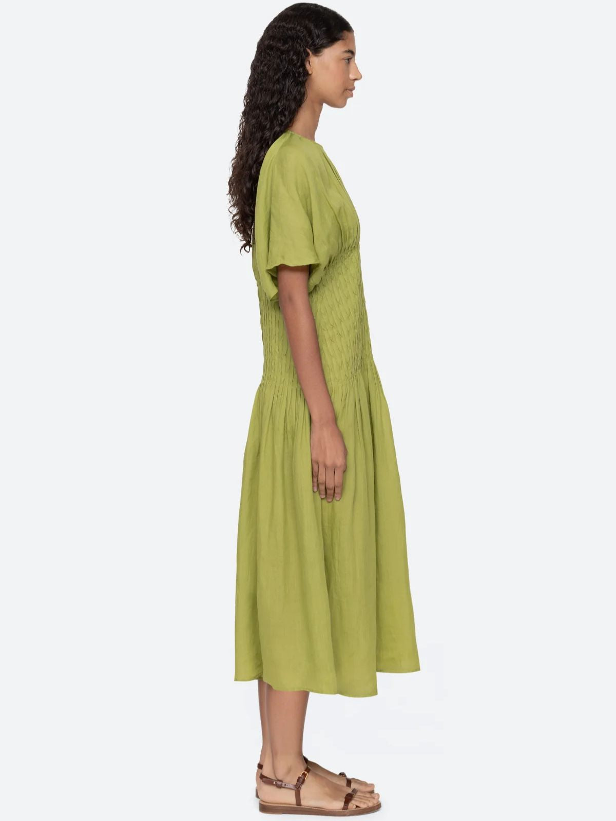Violet  Pintuck Dress - Green