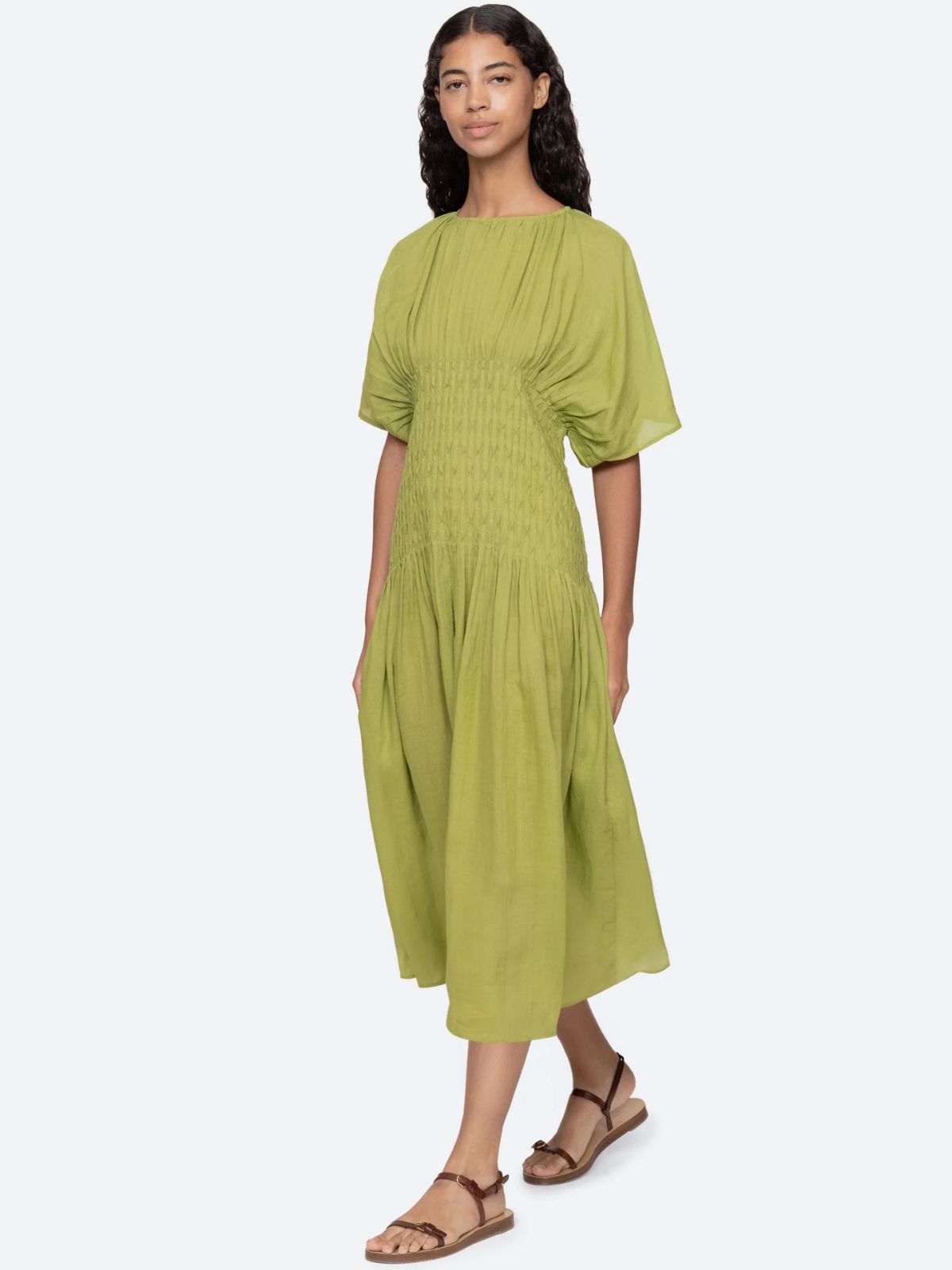Violet  Pintuck Dress - Green