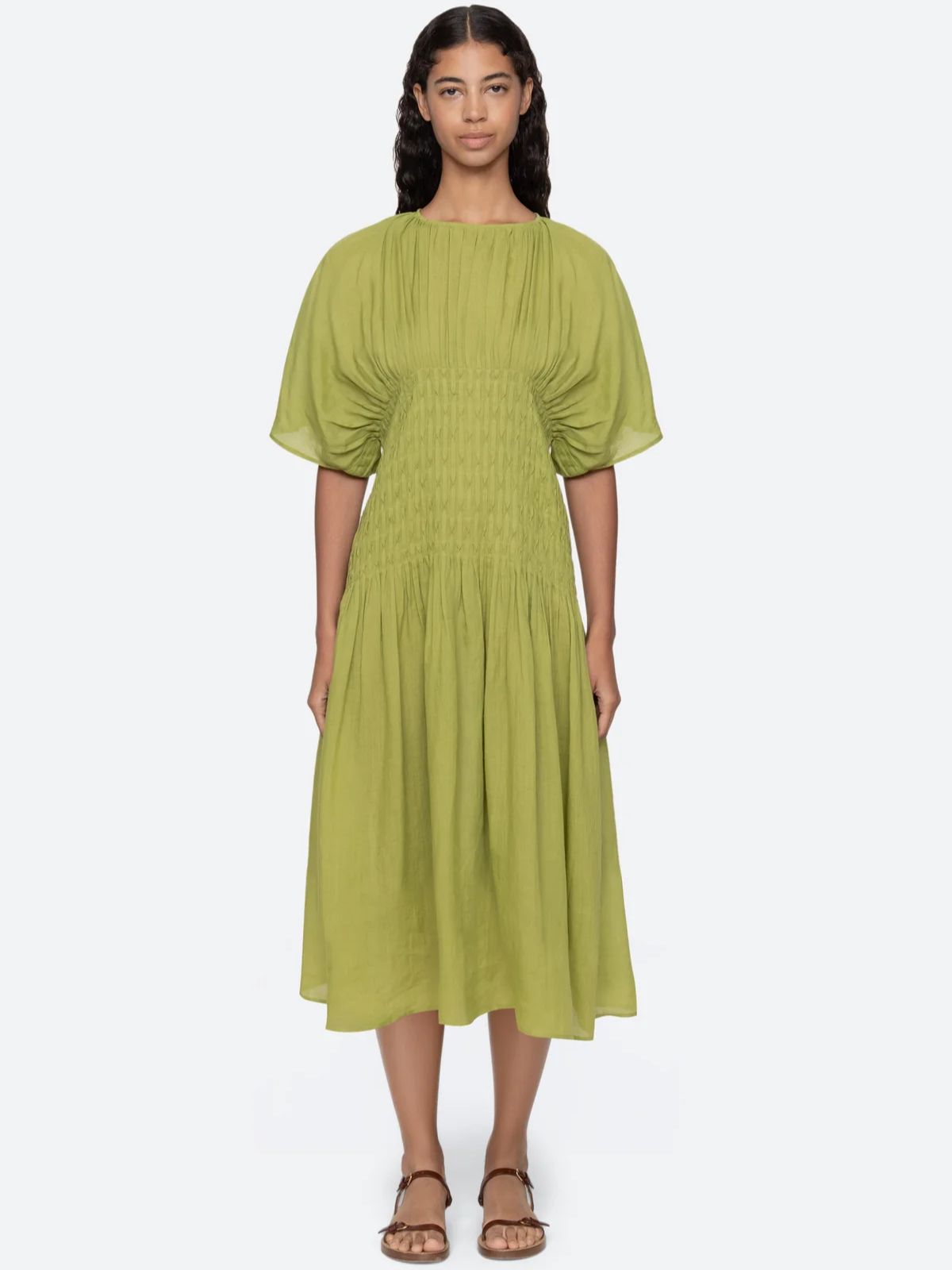 Violet  Pintuck Dress - Green