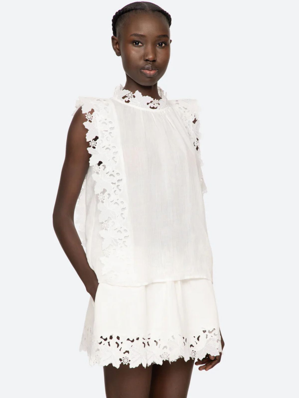 Eleannora Embroidered Top - White
