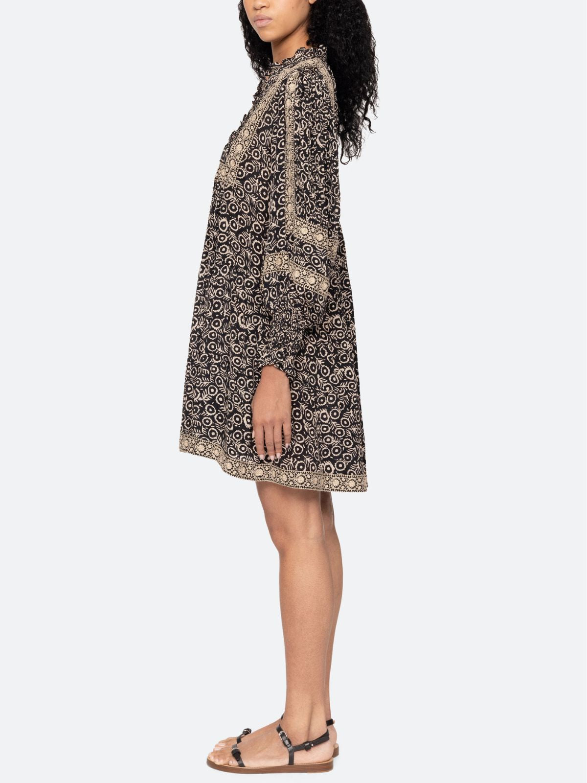 Emmeline Print Mini Tiered Dress - Black