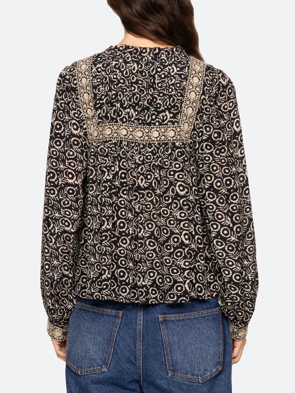 Emmeline Print Blouse- Black