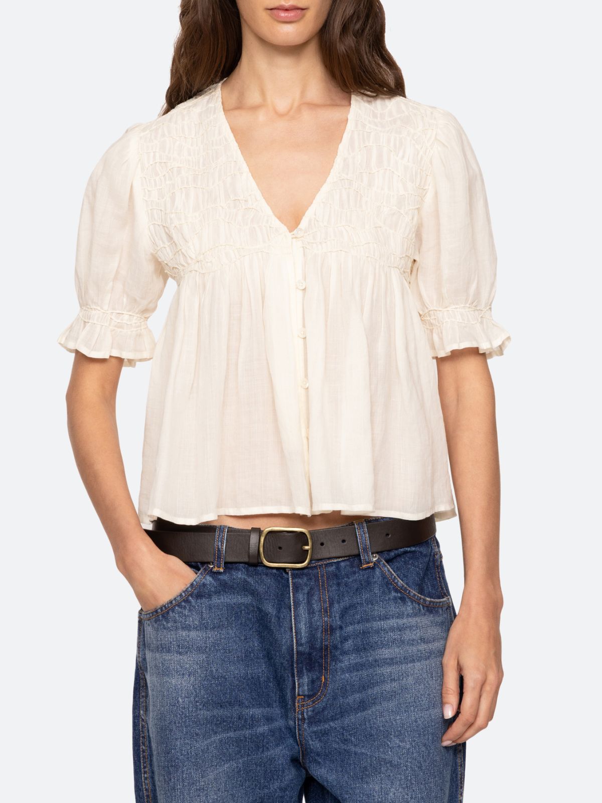 Imogen Short Sleeves Top - Cream